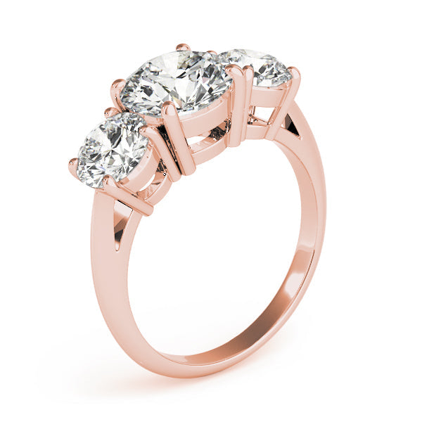 Round Three Stone Diamond Engagement Ring in Gold & in 10K/14K gold and platinum with certified lab-grown or natural diamonds