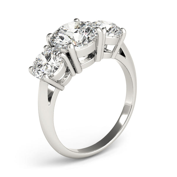Round Three Stone Diamond Engagement Ring in Gold & in 10K/14K gold and platinum with certified lab-grown or natural diamonds