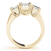 Regal Emerald Diamond Three Stone Ring in 10K/14K gold and platinum with certified lab-grown or natural diamonds