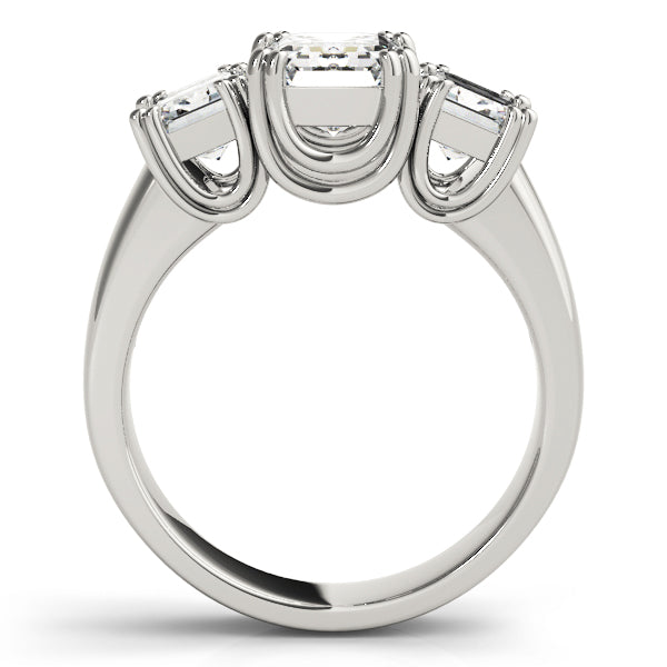 Regal Emerald Diamond Three Stone Ring in 10K/14K gold and platinum with certified lab-grown or natural diamonds