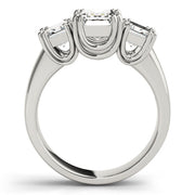 Regal Emerald Diamond Three Stone Ring in 10K/14K gold and platinum with certified lab-grown or natural diamonds