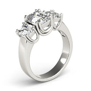 Regal Emerald Diamond Three Stone Ring in 10K/14K gold and platinum with certified lab-grown or natural diamonds