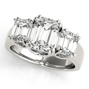 Regal Emerald Diamond Three Stone Ring in 10K/14K gold and platinum with certified lab-grown or natural diamonds