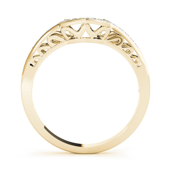Curved Bands Half Eternity Ring in Gold & Platinum