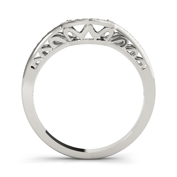 Curved Bands Half Eternity Ring in Gold & Platinum