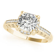 Graceful Prong-Set Cushion Diamond Engagement Ring in 10K/14K gold and platinum with certified lab-grown or natural diamonds