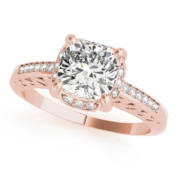Graceful Prong-Set Cushion Diamond Engagement Ring in 10K/14K gold and platinum with certified lab-grown or natural diamonds