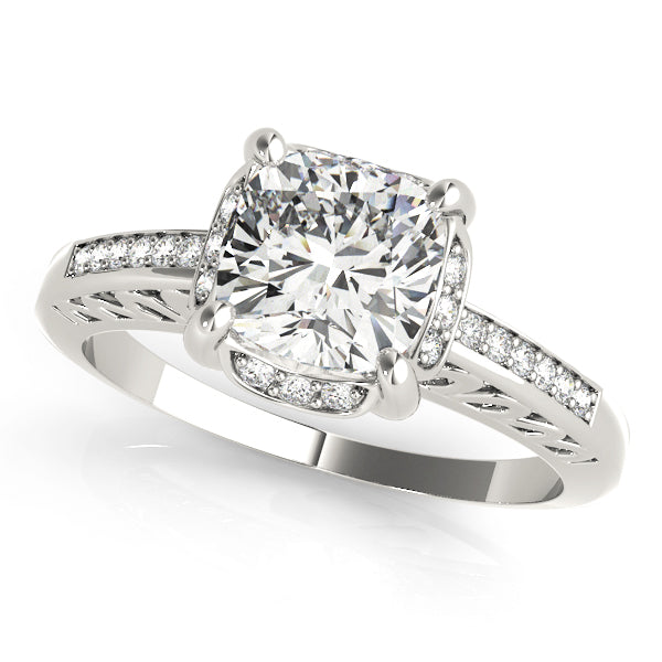 Graceful Prong-Set Cushion Diamond Engagement Ring in 10K/14K gold and platinum with certified lab-grown or natural diamonds