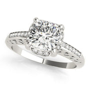 Graceful Prong-Set Cushion Diamond Engagement Ring in 10K/14K gold and platinum with certified lab-grown or natural diamonds