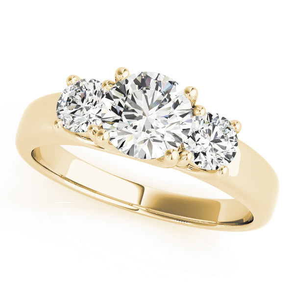 Timeless Round Diamond Trilogy Ring in 10K/14K gold and platinum with certified lab-grown or natural diamonds