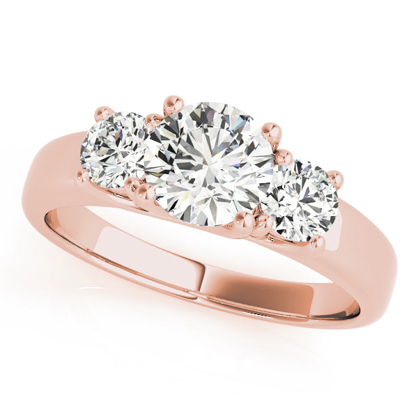 Timeless Round Diamond Trilogy Ring in 10K/14K gold and platinum with certified lab-grown or natural diamonds