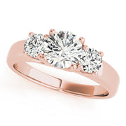 Timeless Round Diamond Trilogy Ring in 10K/14K gold and platinum with certified lab-grown or natural diamonds