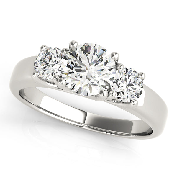 Timeless Round Diamond Trilogy Ring in 10K/14K gold and platinum with certified lab-grown or natural diamonds