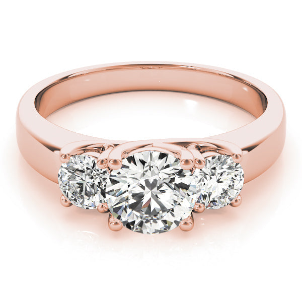 Timeless Round Diamond Trilogy Ring in 10K/14K gold and platinum with certified lab-grown or natural diamonds