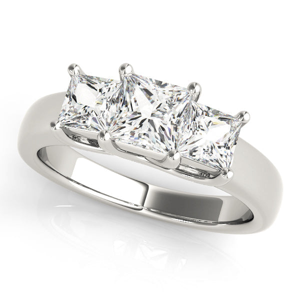 Luxury Princess Diamond Three Stone Ring in 10K/14K gold and platinum with certified lab-grown or natural diamonds