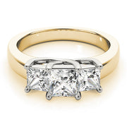 Luxury Princess Diamond Three Stone Ring in 10K/14K gold and platinum with certified lab-grown or natural diamonds