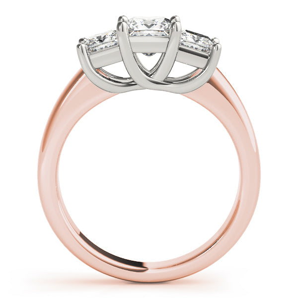 Luxury Princess Diamond Three Stone Ring in 10K/14K gold and platinum with certified lab-grown or natural diamonds