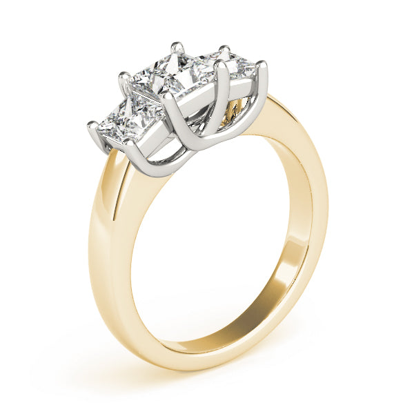 Luxury Princess Diamond Three Stone Ring in 10K/14K gold and platinum with certified lab-grown or natural diamonds