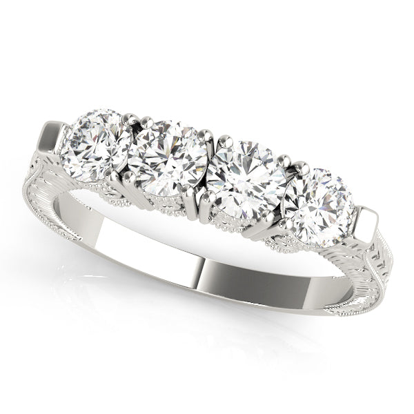 Prong Set Half Eternity Ring in Gold & Platinum