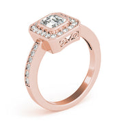 Cherished Halo Emerald Diamond Engagement Ring in 10K/14K gold and platinum with certified lab-grown or natural diamonds