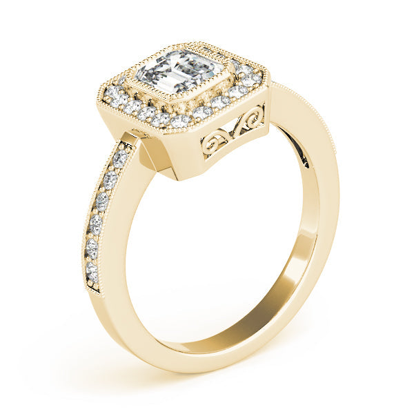 Cherished Halo Emerald Diamond Engagement Ring in 10K/14K gold and platinum with certified lab-grown or natural diamonds