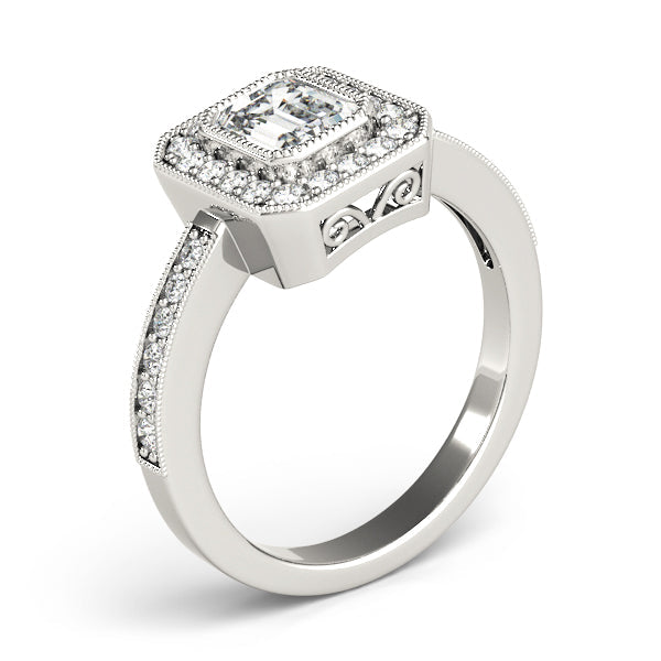 Cherished Halo Emerald Diamond Engagement Ring in 10K/14K gold and platinum with certified lab-grown or natural diamonds