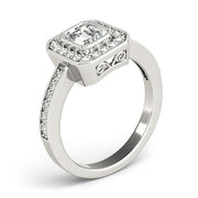 Cherished Halo Emerald Diamond Engagement Ring in 10K/14K gold and platinum with certified lab-grown or natural diamonds