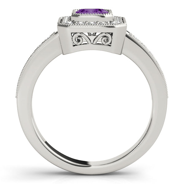 Cherished Halo Emerald Diamond Engagement Ring in 10K/14K gold and platinum with certified lab-grown or natural diamonds
