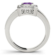 Cherished Halo Emerald Diamond Engagement Ring in 10K/14K gold and platinum with certified lab-grown or natural diamonds