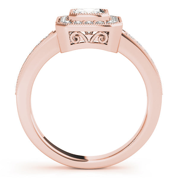 Cherished Halo Emerald Diamond Engagement Ring in 10K/14K gold and platinum with certified lab-grown or natural diamonds