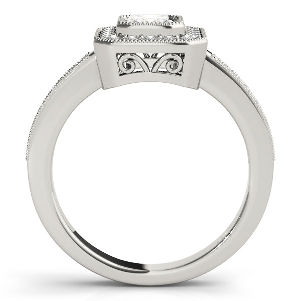 Cherished Halo Emerald Diamond Engagement Ring in 10K/14K gold and platinum with certified lab-grown or natural diamonds