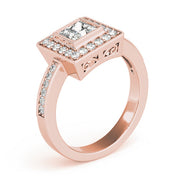 Noble Halo Princess Diamond Engagement Ring in 10K/14K gold and platinum with certified lab-grown or natural diamonds