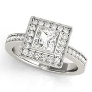 Noble Halo Princess Diamond Engagement Ring in 10K/14K gold and platinum with certified lab-grown or natural diamonds