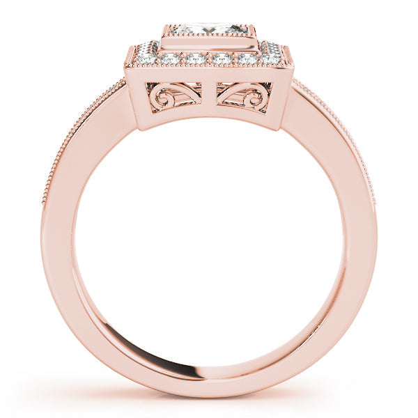 Noble Halo Princess Diamond Engagement Ring in 10K/14K gold and platinum with certified lab-grown or natural diamonds