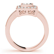 Noble Halo Princess Diamond Engagement Ring in 10K/14K gold and platinum with certified lab-grown or natural diamonds