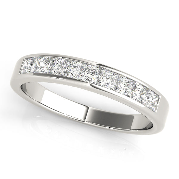 Channel Set Fancy Half Eternity Ring in Gold & Platinum
