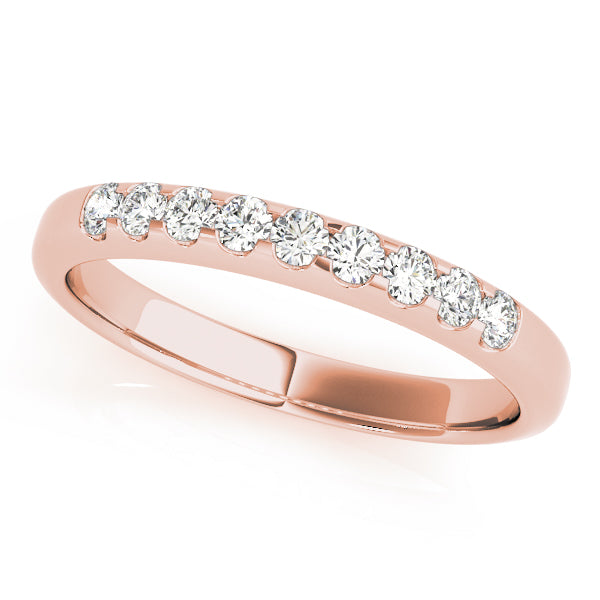 Straight Shared Prong Half Eternity Ring in Gold & Platinum