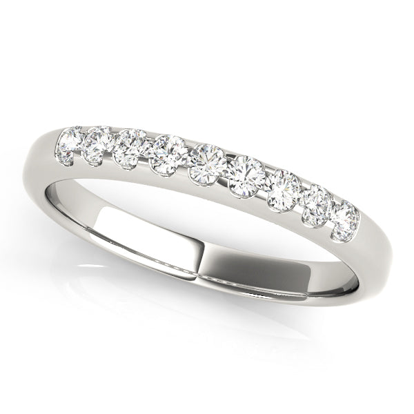 Straight Shared Prong Half Eternity Ring in Gold & Platinum