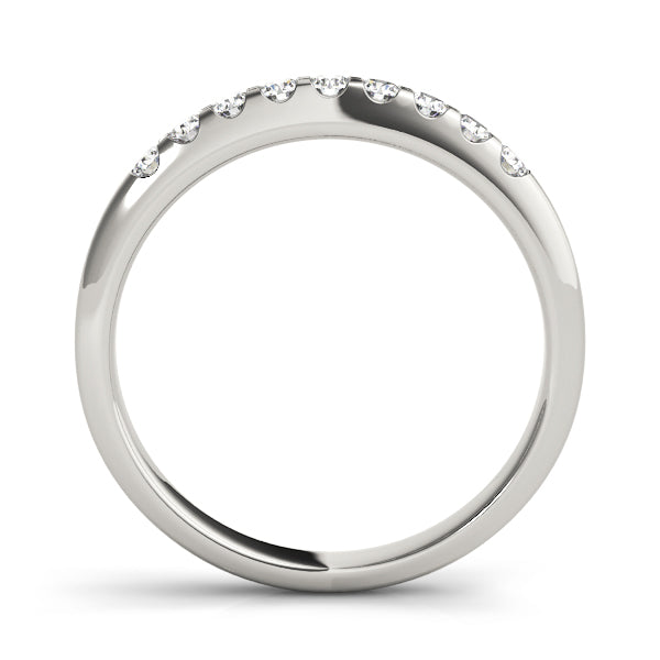 Straight Shared Prong Half Eternity Ring in Gold & Platinum