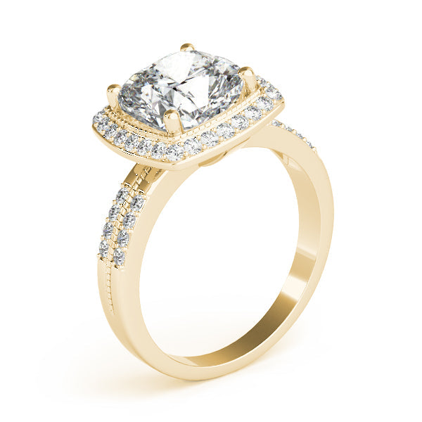 Elegant Color Rings Cushion Diamond Engagement Ring in 10K/14K gold and platinum with certified lab-grown or natural diamonds