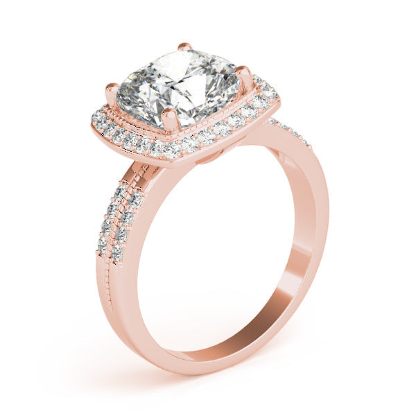 Elegant Color Rings Cushion Diamond Engagement Ring in 10K/14K gold and platinum with certified lab-grown or natural diamonds