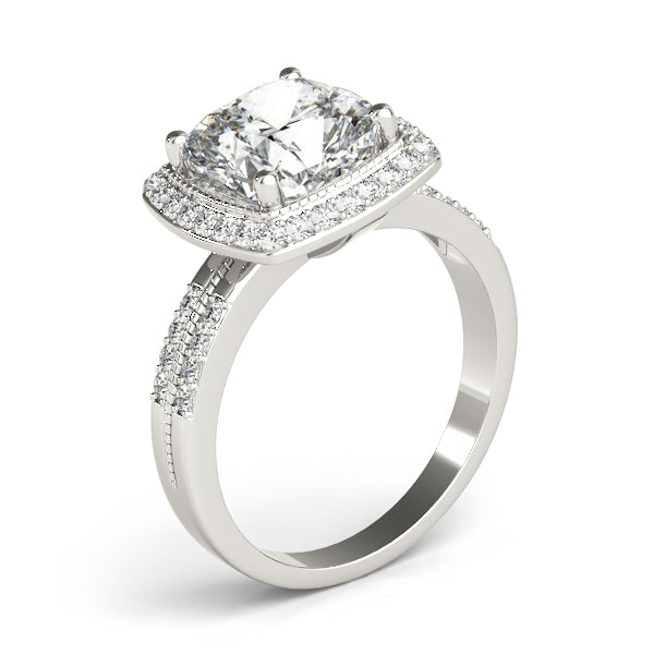 Elegant Color Rings Cushion Diamond Engagement Ring in 10K/14K gold and platinum with certified lab-grown or natural diamonds