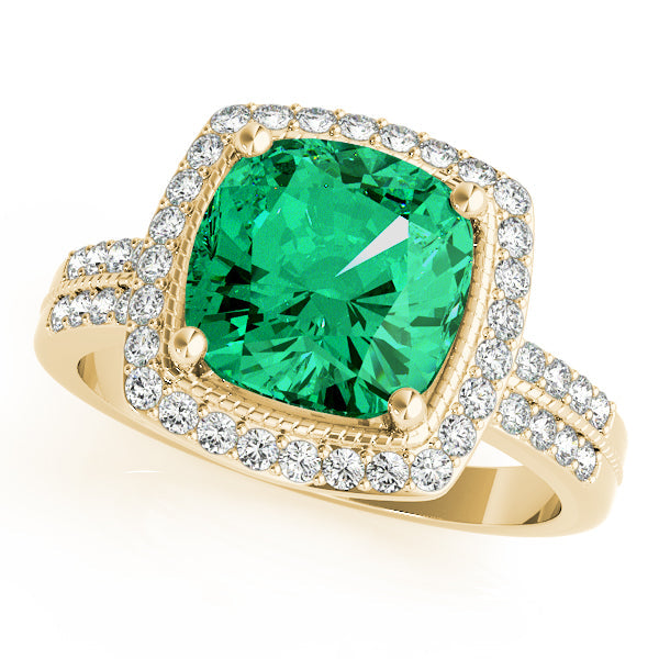 Elegant Color Rings Cushion Diamond Engagement Ring in 10K/14K gold and platinum with certified lab-grown or natural diamonds