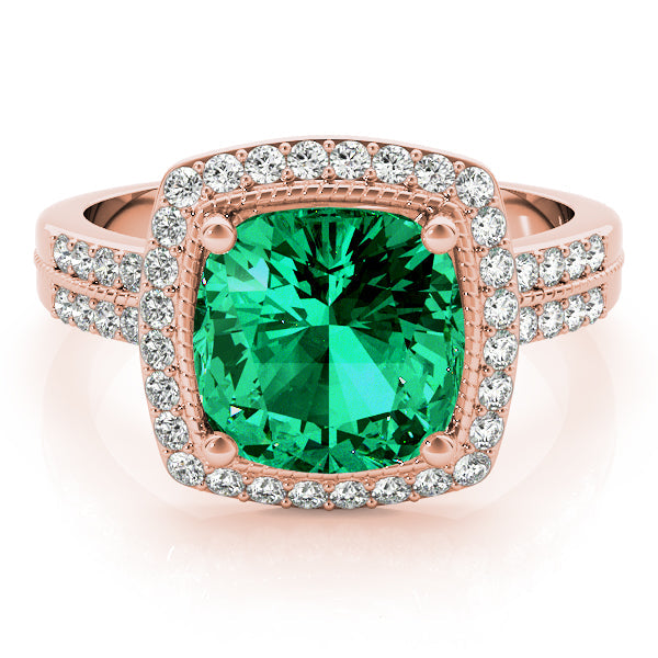 Elegant Color Rings Cushion Diamond Engagement Ring in 10K/14K gold and platinum with certified lab-grown or natural diamonds