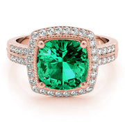 Elegant Color Rings Cushion Diamond Engagement Ring in 10K/14K gold and platinum with certified lab-grown or natural diamonds