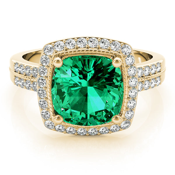 Elegant Color Rings Cushion Diamond Engagement Ring in 10K/14K gold and platinum with certified lab-grown or natural diamonds