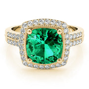 Elegant Color Rings Cushion Diamond Engagement Ring in 10K/14K gold and platinum with certified lab-grown or natural diamonds