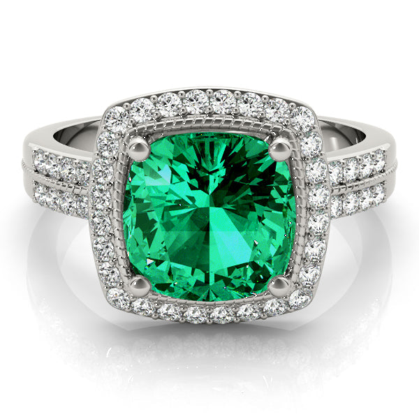 Elegant Color Rings Cushion Diamond Engagement Ring in 10K/14K gold and platinum with certified lab-grown or natural diamonds