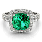 Elegant Color Rings Cushion Diamond Engagement Ring in 10K/14K gold and platinum with certified lab-grown or natural diamonds