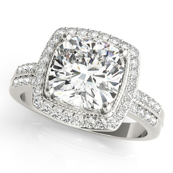 Elegant Color Rings Cushion Diamond Engagement Ring in 10K/14K gold and platinum with certified lab-grown or natural diamonds